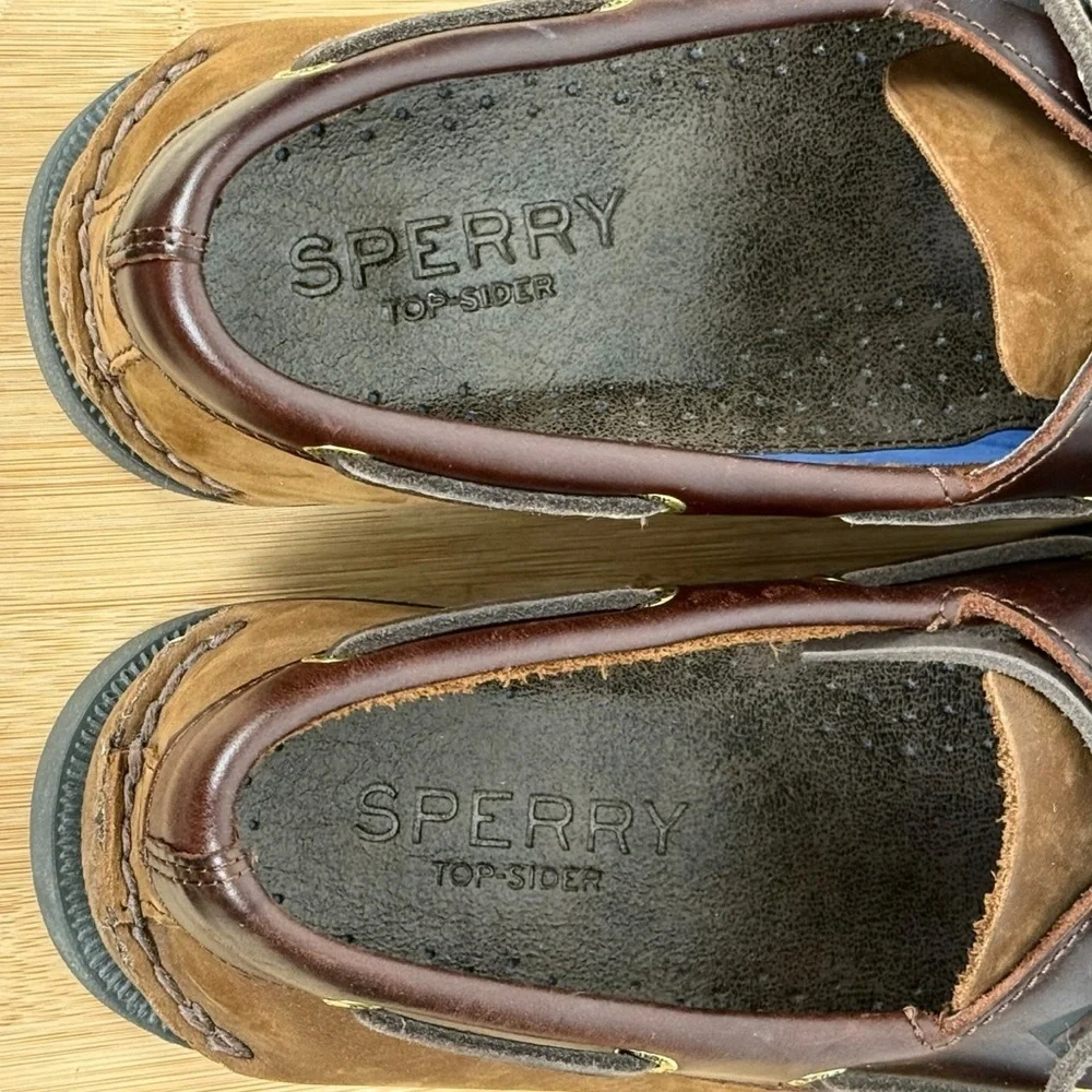 Sperry Top-Sider Men’s 2-Eye Brown Leather Boat Shoes – Size 10W
